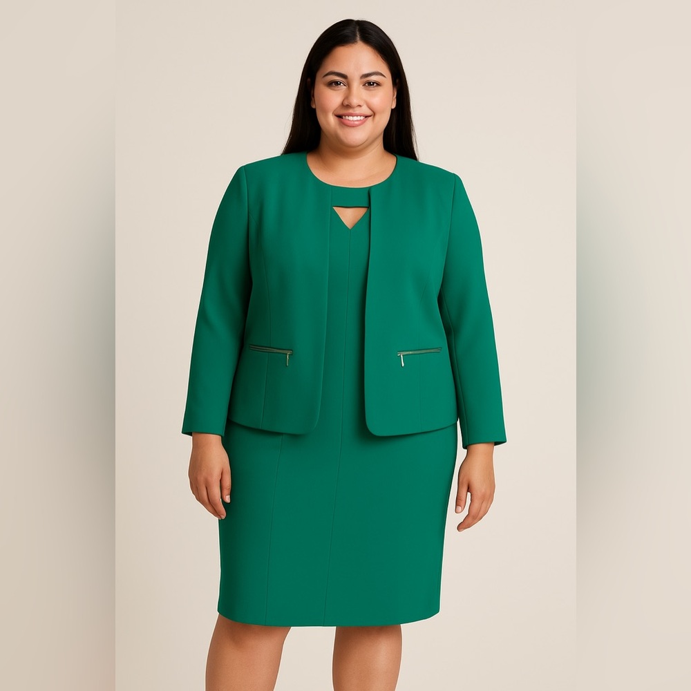 BLACK LABEL by EVAN-PICONE Green blazer dress set sz 12